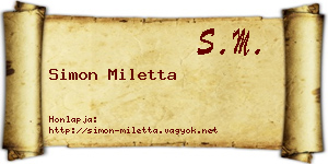 Simon Miletta névjegykártya